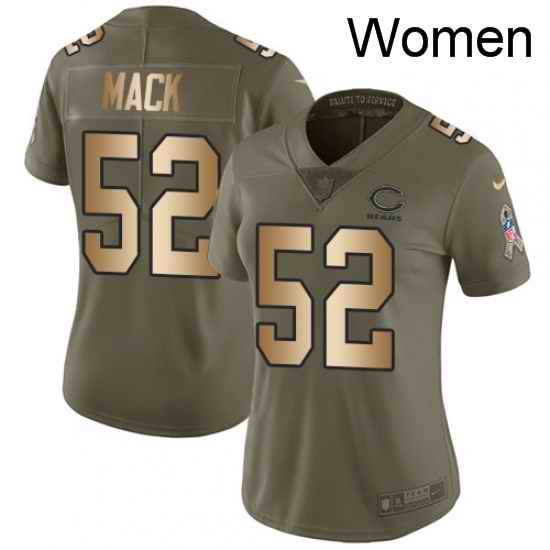 Womens Nike Chicago Bears 52 Khalil Mack Limited Olive Gold 2017 Salute to Service NFL Jersey